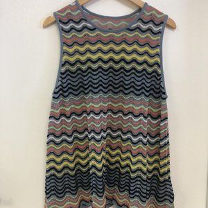 Missoni Multi Color Wavey Knit Scallop Hem Sleeveless Blouse Size 48 / 12